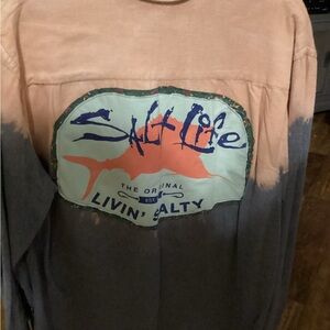 Crown & Ivy Peach and Gray Casual Button Down Shirt